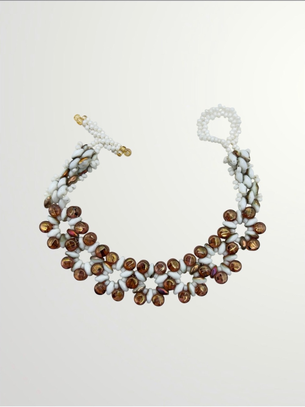White & Brown Beaded Bracelet